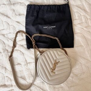 YSL quilted leather round camera bag. Excellent condition!